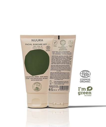 Crema Solar Facial Ecológica con Color SPF 50 UVA / UVB / IR